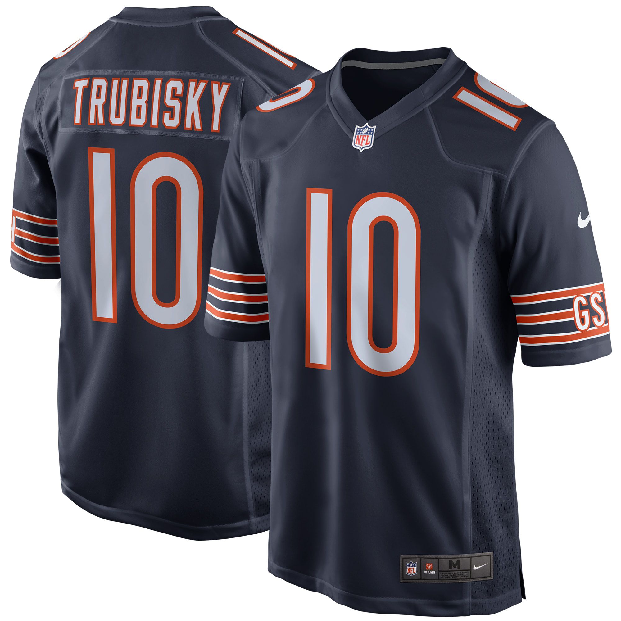 Men Chicago Bears 10 Mitchell Trubisky Nike Navy Game NFL Jersey